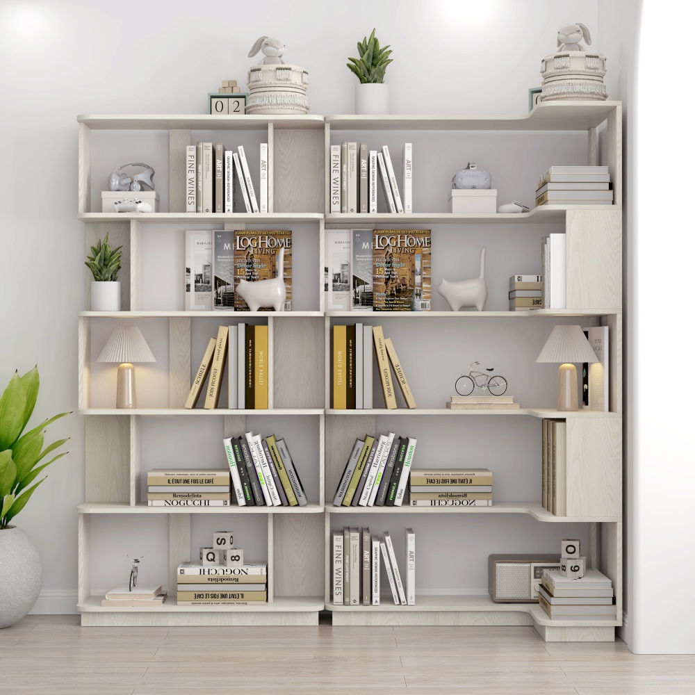 90cm (35.43") extended size Freestanding Corner Bookshelf For Living Room, Bedroom, home office, Wooden Bookcase with anti-drop panel and anti tipping device, Open storage Display cabinet 5 colors