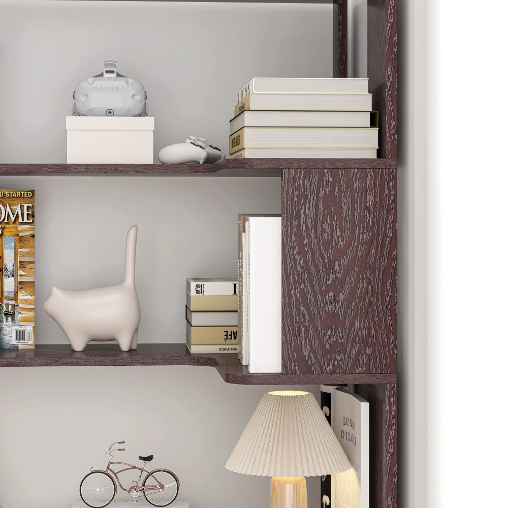 90cm (35.43") extended size Freestanding Corner Bookshelf For Living Room, Bedroom, home office, Wooden Bookcase with anti-drop panel and anti tipping device, Open storage Display cabinet 5 colors