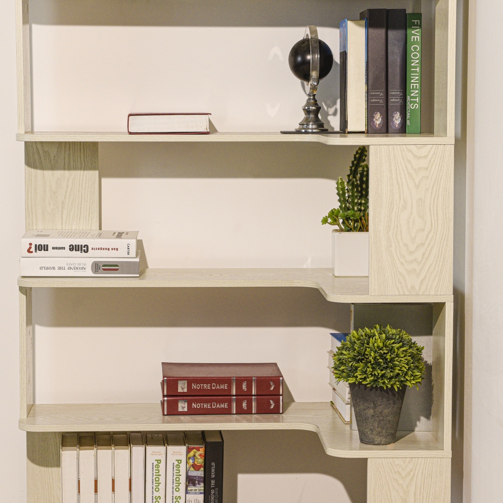 90cm (35.43") extended size Freestanding Corner Bookshelf For Living Room, Bedroom, home office, Wooden Bookcase with anti-drop panel and anti tipping device, Open storage Display cabinet 5 colors