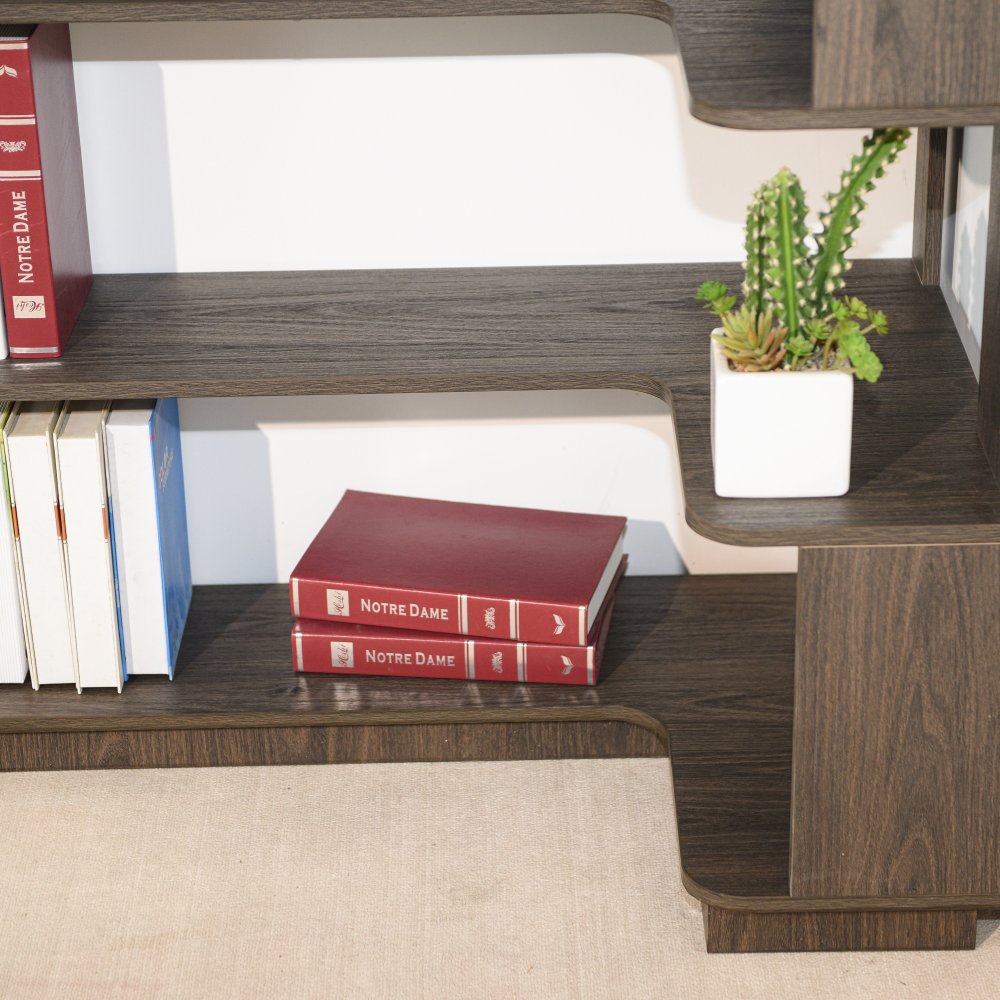 90cm (35.43") extended size Freestanding Corner Bookshelf For Living Room, Bedroom, home office, Wooden Bookcase with anti-drop panel and anti tipping device, Open storage Display cabinet 5 colors