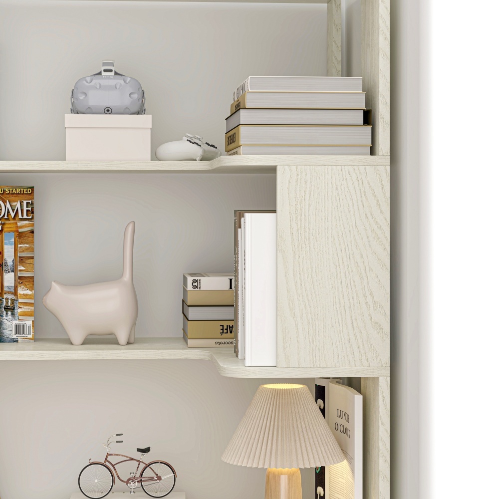 90cm (35.43") extended size Freestanding Corner Bookshelf For Living Room, Bedroom, home office, Wooden Bookcase with anti-drop panel and anti tipping device, Open storage Display cabinet 5 colors