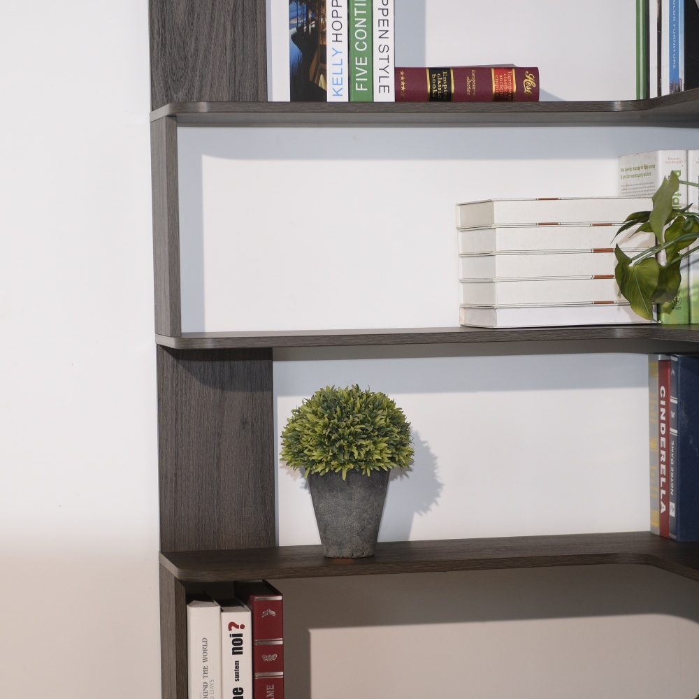 90cm (35.43") extended size Freestanding Corner Bookshelf For Living Room, Bedroom, home office, Wooden Bookcase with anti-drop panel and anti tipping device, Open storage Display cabinet 5 colors