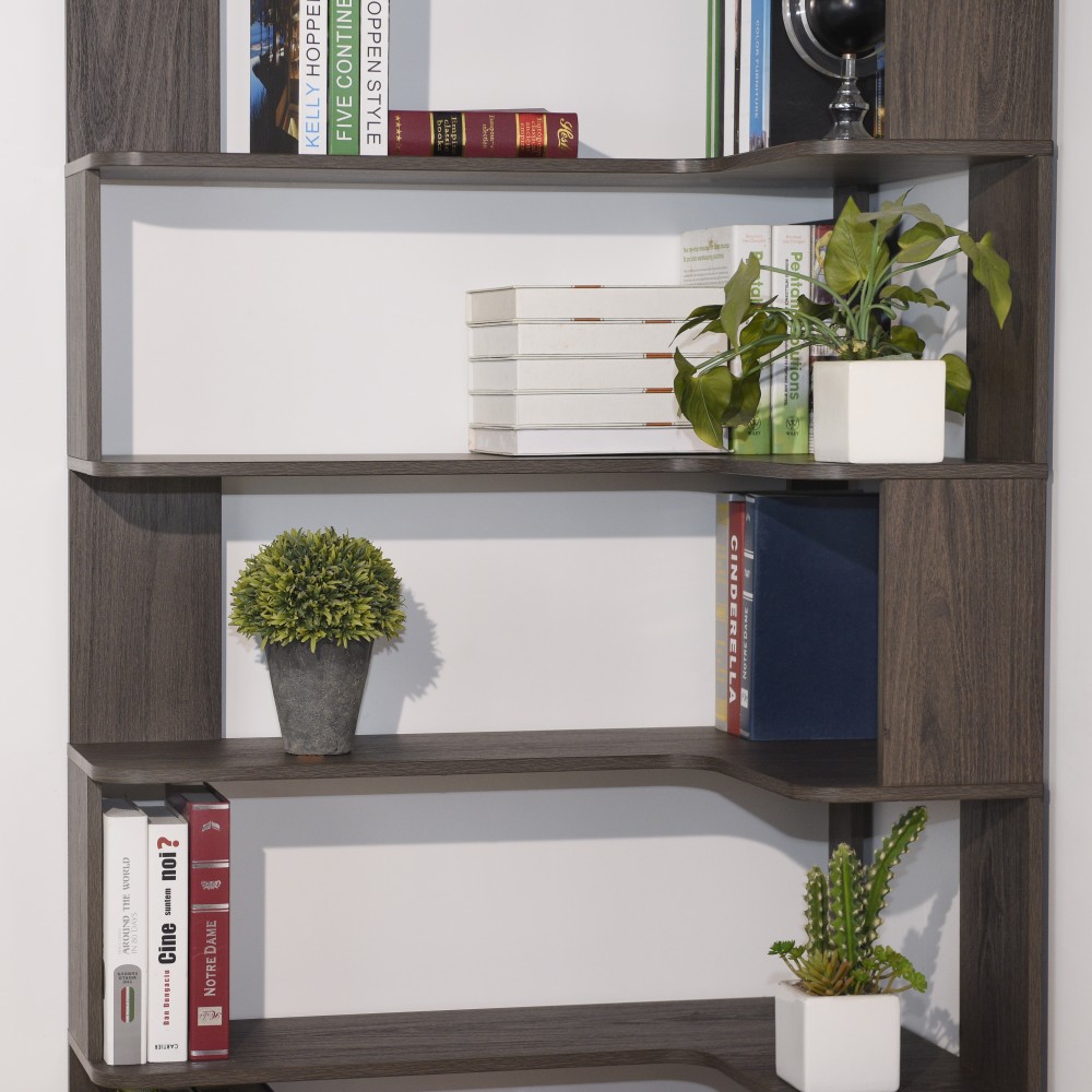 90cm (35.43") extended size Freestanding Corner Bookshelf For Living Room, Bedroom, home office, Wooden Bookcase with anti-drop panel and anti tipping device, Open storage Display cabinet 5 colors