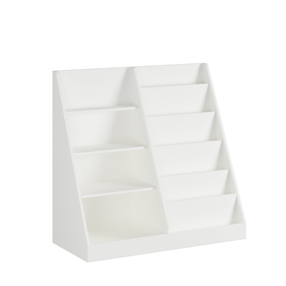 Kids Bookshelf and Toy Storage Organizer, Multifunctional 4 Tier Wooden Kids Book Shelf with Bookcase Display Stand in Kids Room Playroom Nursery for Kids, Children, Toddlers (White)