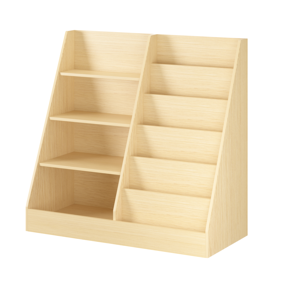 Kids Bookshelf and Toy Storage Organizer, Multifunctional 4 Tier Wooden Kids Book Shelf with Bookcase Display Stand in Kids Room Playroom Nursery for Kids, Children, Toddlers (White)