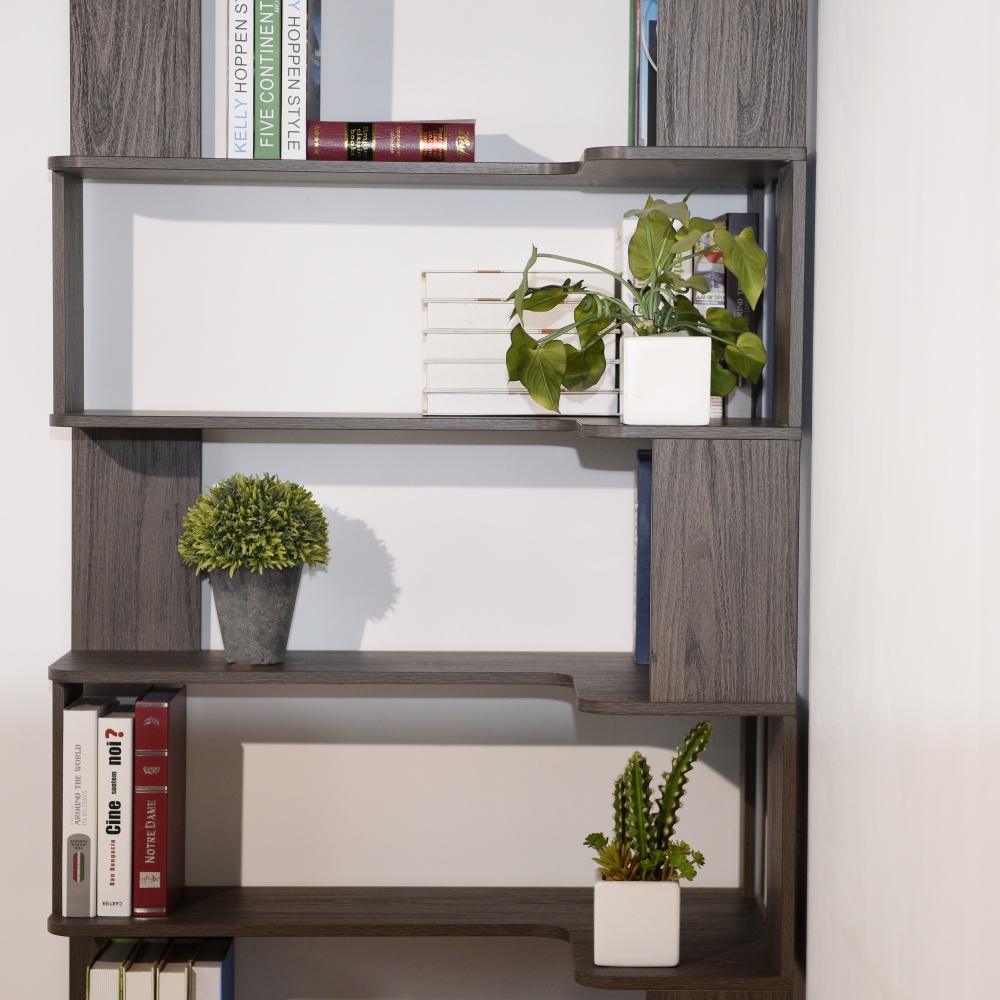 90cm (35.43") extended size Freestanding Corner Bookshelf For Living Room, Bedroom, home office, Wooden Bookcase with anti-drop panel and anti tipping device, Open storage Display cabinet 5 colors
