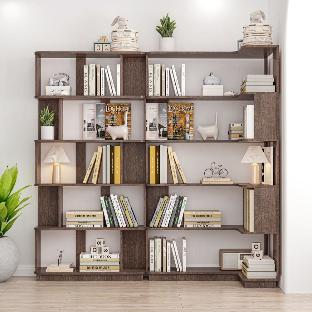 90cm (35.43") extended size Freestanding Corner Bookshelf For Living Room, Bedroom, home office, Wooden Bookcase with anti-drop panel and anti tipping device, Open storage Display cabinet 5 colors