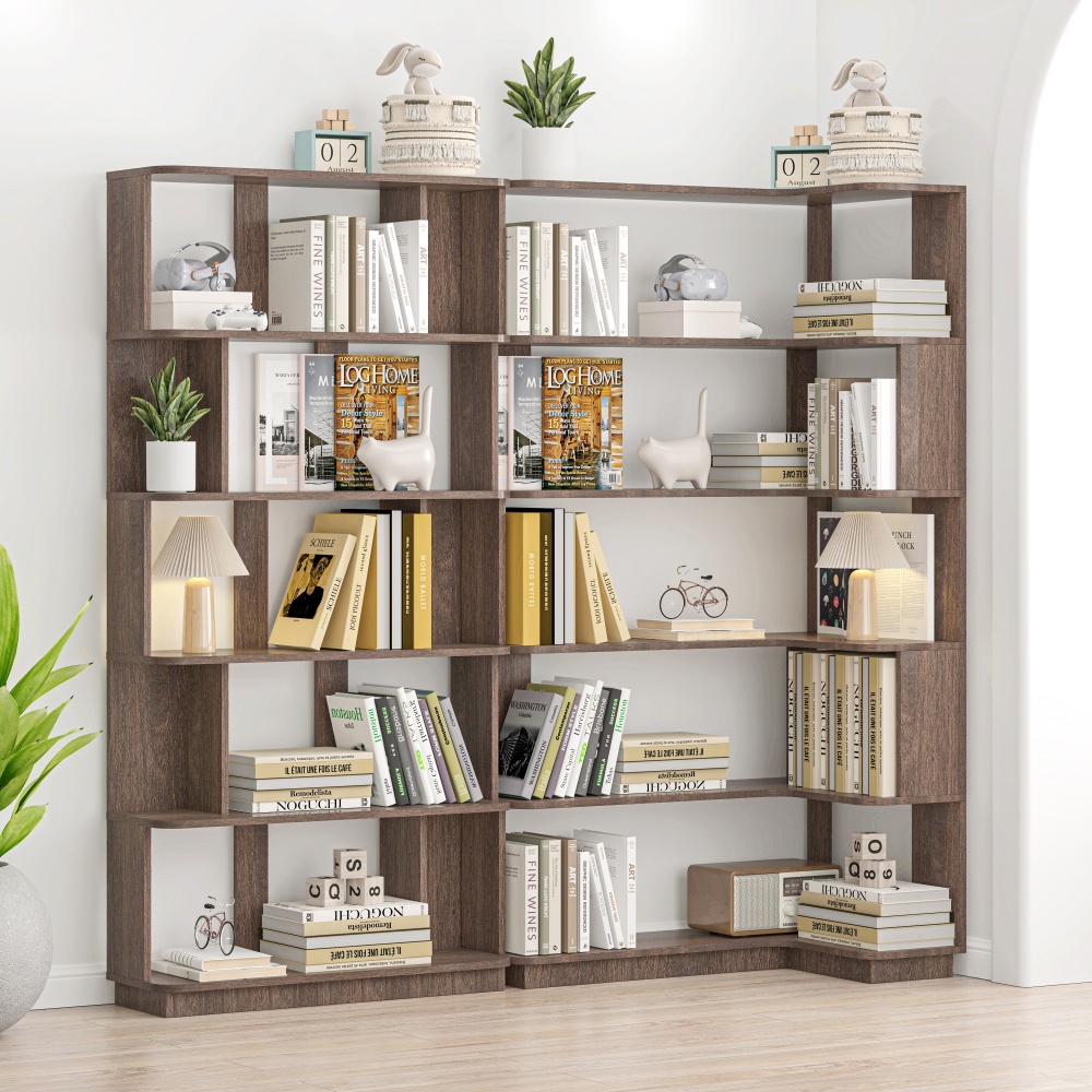 90cm (35.43") extended size Freestanding Corner Bookshelf For Living Room, Bedroom, home office, Wooden Bookcase with anti-drop panel and anti tipping device, Open storage Display cabinet 5 colors