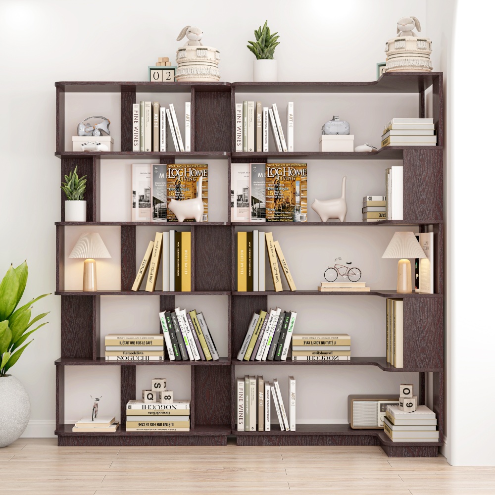 90cm (35.43") extended size Freestanding Corner Bookshelf For Living Room, Bedroom, home office, Wooden Bookcase with anti-drop panel and anti tipping device, Open storage Display cabinet 5 colors