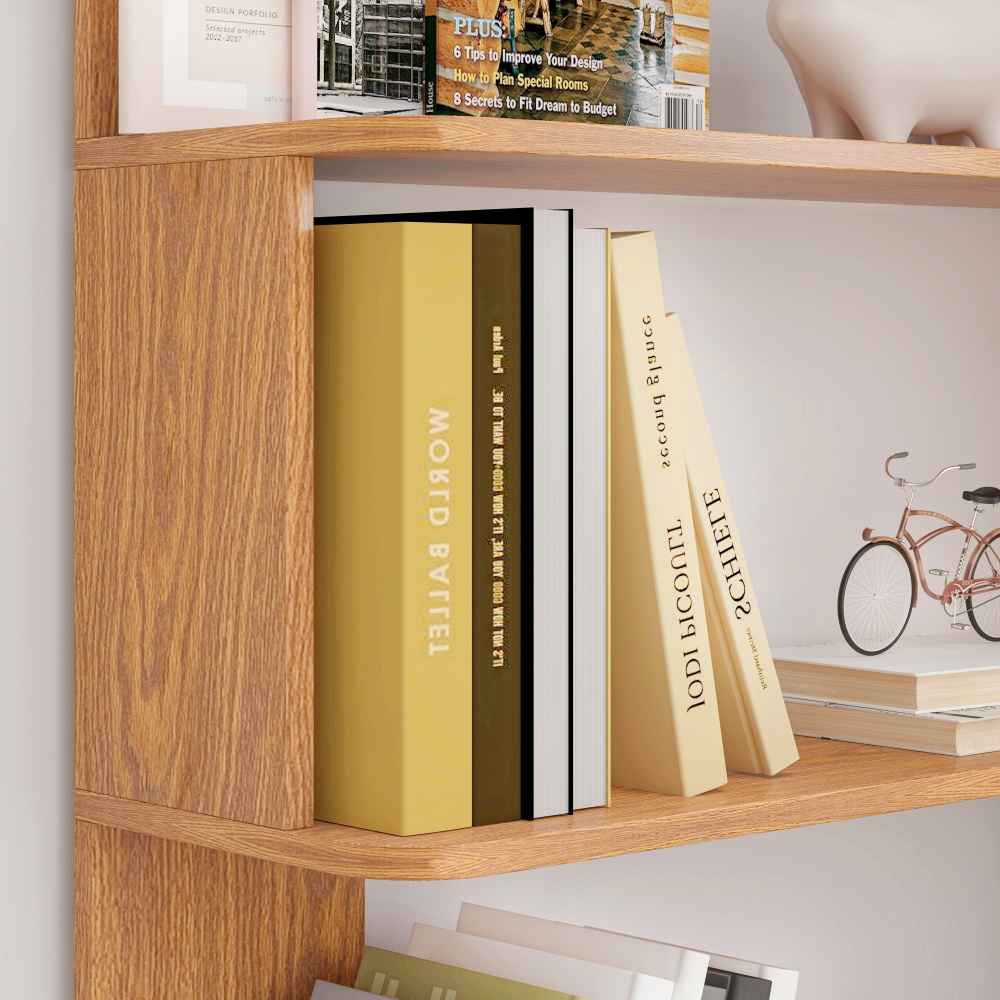90cm (35.43") extended size Freestanding Corner Bookshelf For Living Room, Bedroom, home office, Wooden Bookcase with anti-drop panel and anti tipping device, Open storage Display cabinet 5 colors