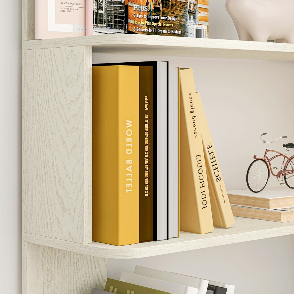 90cm (35.43") extended size Freestanding Corner Bookshelf For Living Room, Bedroom, home office, Wooden Bookcase with anti-drop panel and anti tipping device, Open storage Display cabinet 5 colors