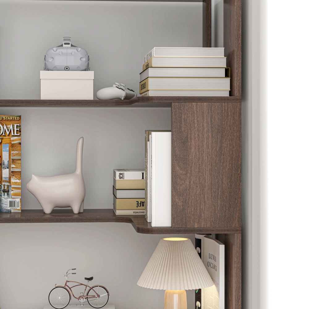 90cm (35.43") extended size Freestanding Corner Bookshelf For Living Room, Bedroom, home office, Wooden Bookcase with anti-drop panel and anti tipping device, Open storage Display cabinet 5 colors