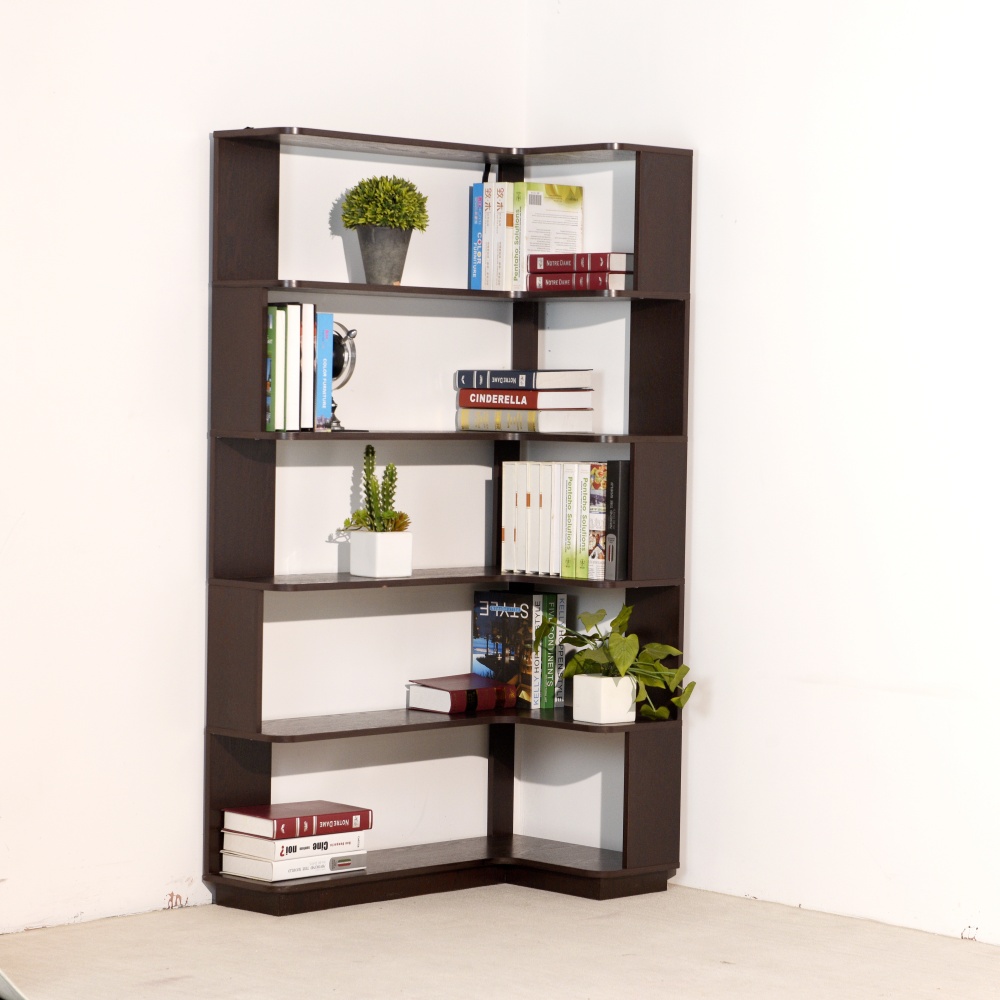 90cm (35.43") extended size Freestanding Corner Bookshelf For Living Room, Bedroom, home office, Wooden Bookcase with anti-drop panel and anti tipping device, Open storage Display cabinet 5 colors