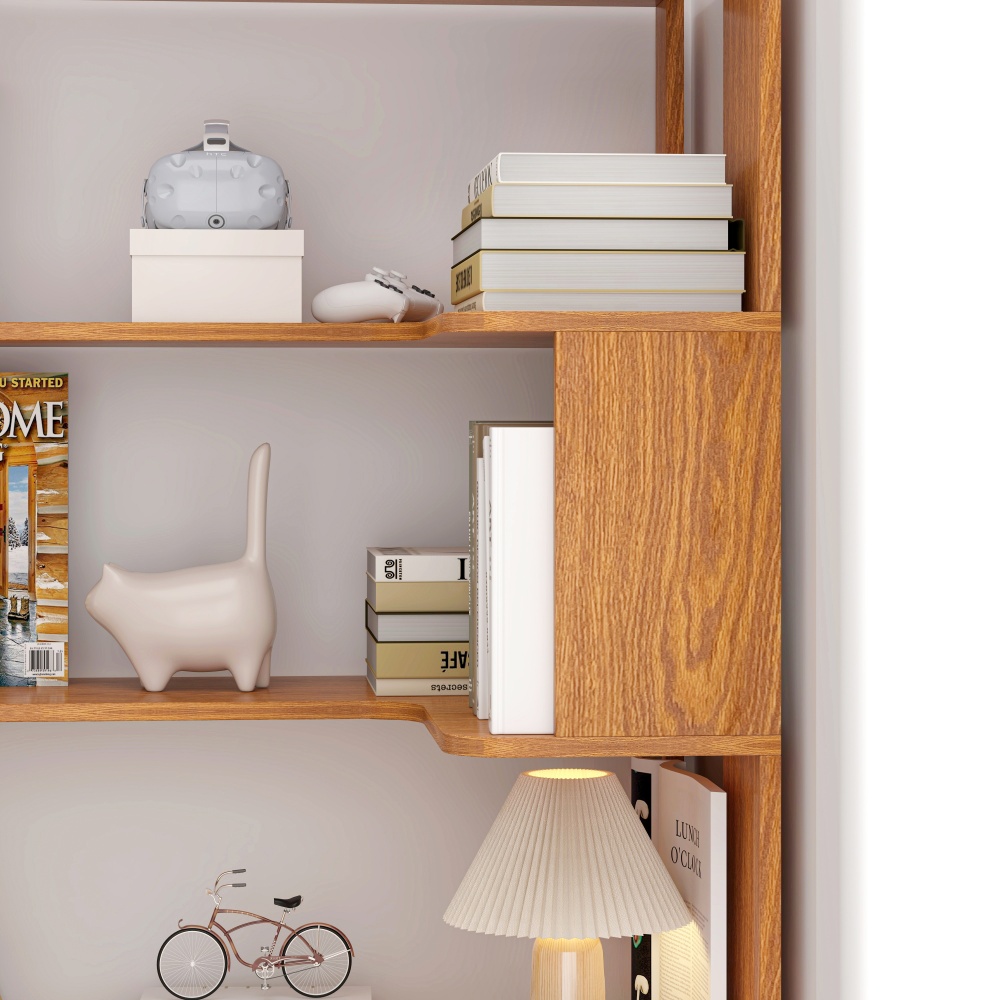 90cm (35.43") extended size Freestanding Corner Bookshelf For Living Room, Bedroom, home office, Wooden Bookcase with anti-drop panel and anti tipping device, Open storage Display cabinet 5 colors