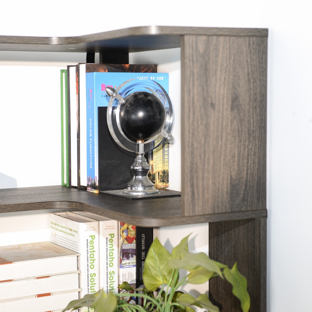 90cm (35.43") extended size Freestanding Corner Bookshelf For Living Room, Bedroom, home office, Wooden Bookcase with anti-drop panel and anti tipping device, Open storage Display cabinet 5 colors