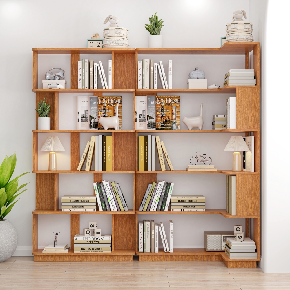 90cm (35.43") extended size Freestanding Corner Bookshelf For Living Room, Bedroom, home office, Wooden Bookcase with anti-drop panel and anti tipping device, Open storage Display cabinet 5 colors