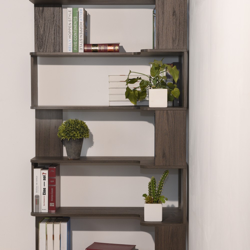 90cm (35.43") extended size Freestanding Corner Bookshelf For Living Room, Bedroom, home office, Wooden Bookcase with anti-drop panel and anti tipping device, Open storage Display cabinet 5 colors