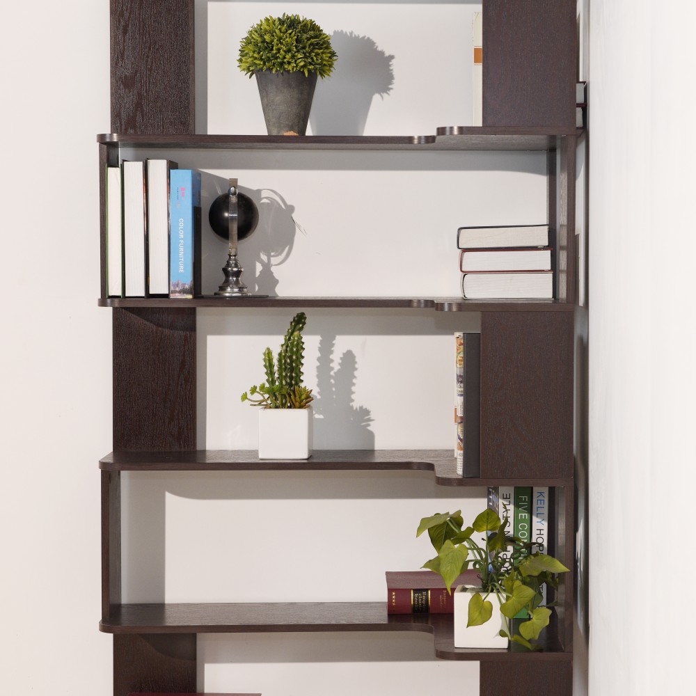 90cm (35.43") extended size Freestanding Corner Bookshelf For Living Room, Bedroom, home office, Wooden Bookcase with anti-drop panel and anti tipping device, Open storage Display cabinet 5 colors