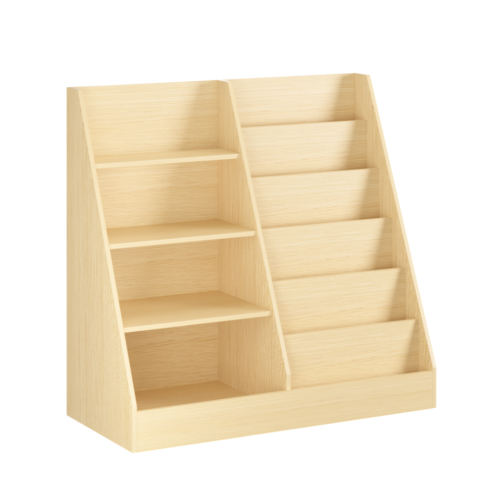 Kids Bookshelf and Toy Storage Organizer, Multifunctional 4 Tier Wooden Kids Book Shelf with Bookcase Display Stand in Kids Room Playroom Nursery for Kids, Children, Toddlers (White)