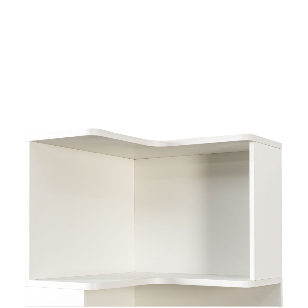 Corner Book Shelf - 5 Tier Corner Bookshelf Bookcase with Baffle, Freestanding L Shaped Display Shelf Stand with led lights for Home Office, Living Room, Bedroom, Kitchen