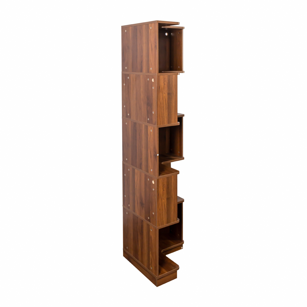 Corner Book Shelf - 5 Tier Corner Bookshelf Bookcase with Baffle, Freestanding L Shaped Display Shelf Stand with led lights for Home Office, Living Room, Bedroom, Kitchen