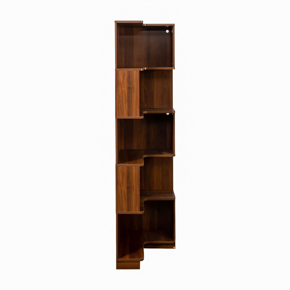 Corner Book Shelf - 5 Tier Corner Bookshelf Bookcase with Baffle, Freestanding L Shaped Display Shelf Stand with led lights for Home Office, Living Room, Bedroom, Kitchen