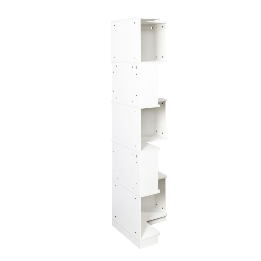 Corner Book Shelf - 5 Tier Corner Bookshelf Bookcase with Baffle, Freestanding L Shaped Display Shelf Stand with led lights for Home Office, Living Room, Bedroom, Kitchen