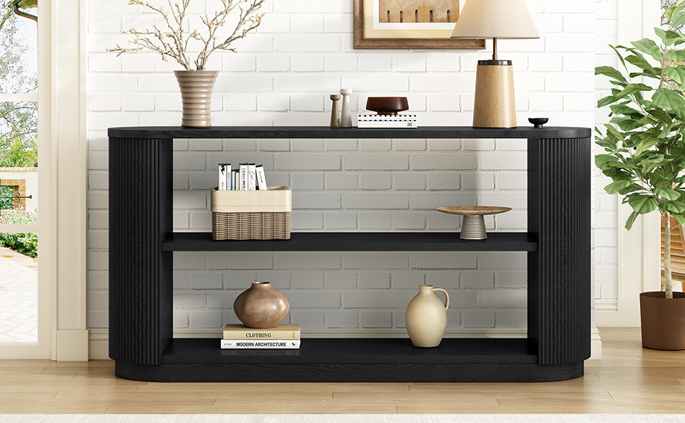 Mirod Modern Entryway Console Table - Slim Sofa Table with Open Shelf & Elegant Wood Grain, Multi-Functional Hallway Table for Living Room