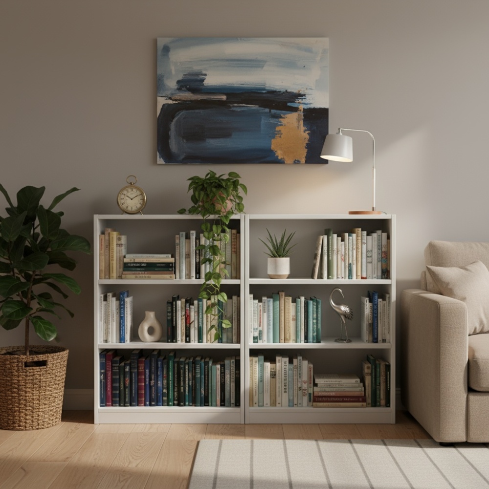 8-layer adjustable shelf ultra-thin bookshelf with a wavy border design, which is more aesthetically pleasing, is suitable for high and narrow, display and multi-functional bookshelves in home offices
