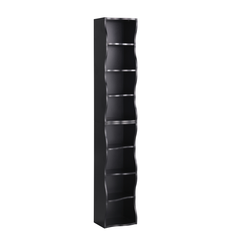 8-layer adjustable shelf ultra-thin bookshelf with a wavy border design, which is more aesthetically pleasing, is suitable for high and narrow, display and multi-functional bookshelves in home offices