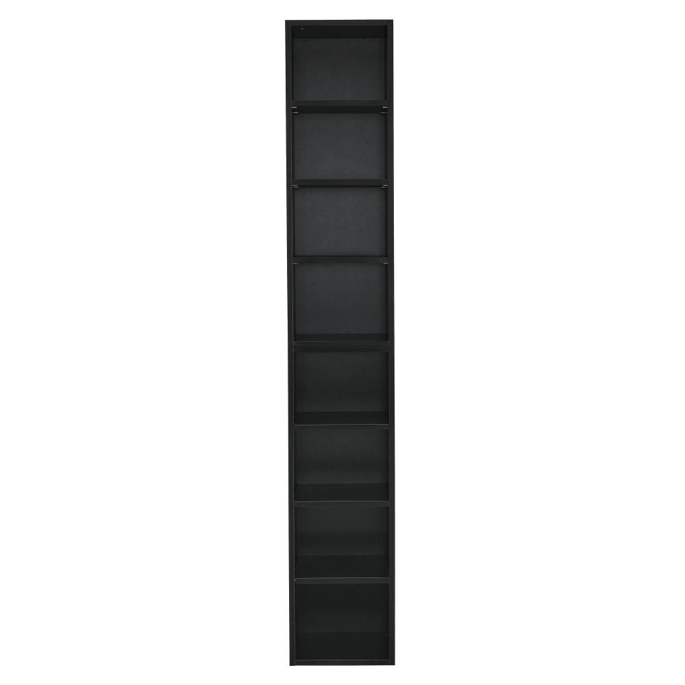 8-Tier Media Tower Rack, CD DVD Slim Storage Cabinet with Adjustable Shelves, Tall Narrow Bookcase Display Bookshelf for Home Office,Multi-functional double-decker bookcase