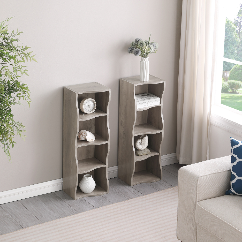 8-layer adjustable shelf ultra-thin bookshelf with a wavy border design, which is more aesthetically pleasing, is suitable for high and narrow, display and multi-functional bookshelves in home offices