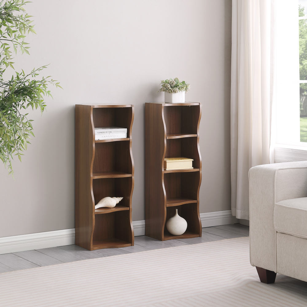 8-layer adjustable shelf ultra-thin bookshelf with a wavy border design, which is more aesthetically pleasing, is suitable for high and narrow, display and multi-functional bookshelves in home offices