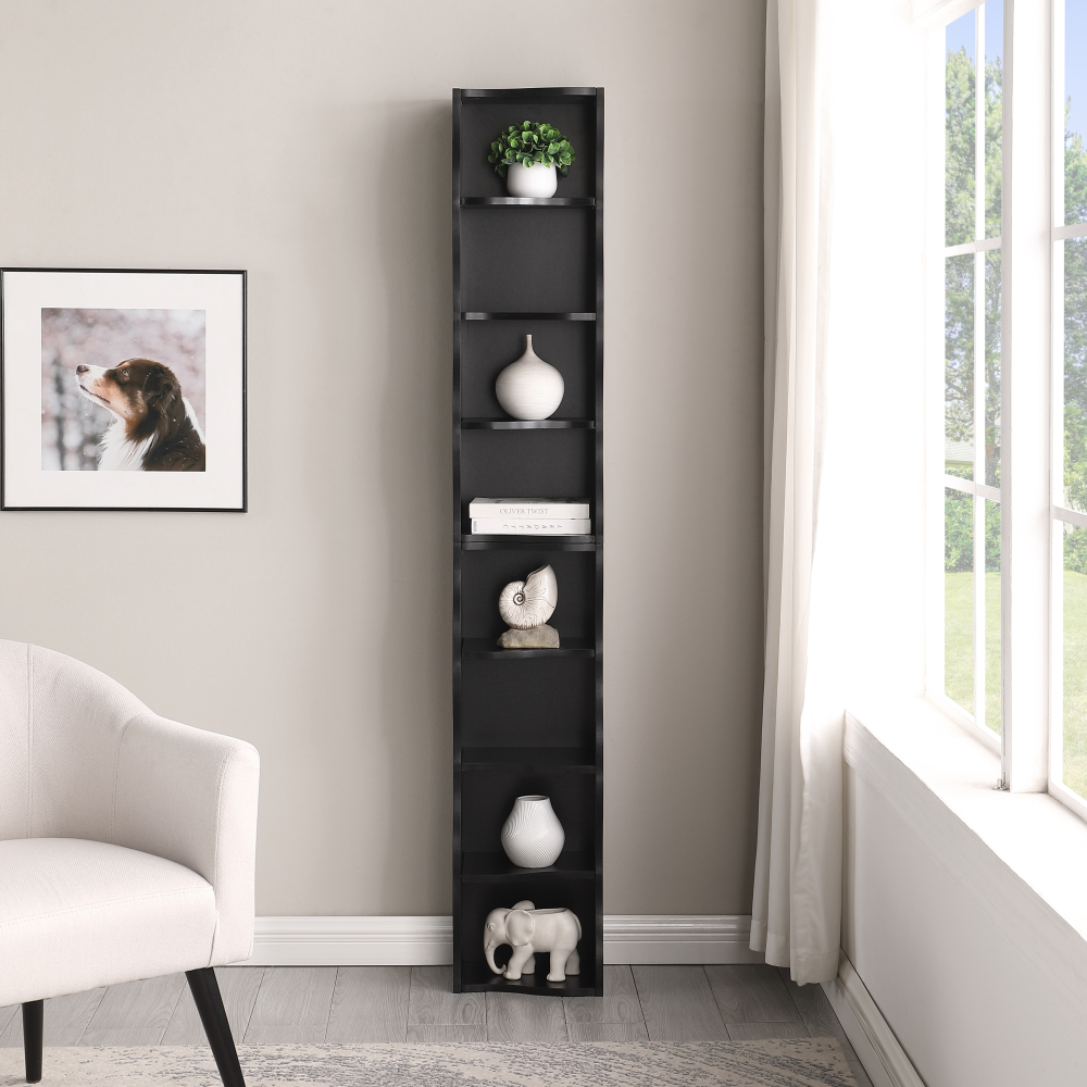 8-layer adjustable shelf ultra-thin bookshelf with a wavy border design, which is more aesthetically pleasing, is suitable for high and narrow, display and multi-functional bookshelves in home offices