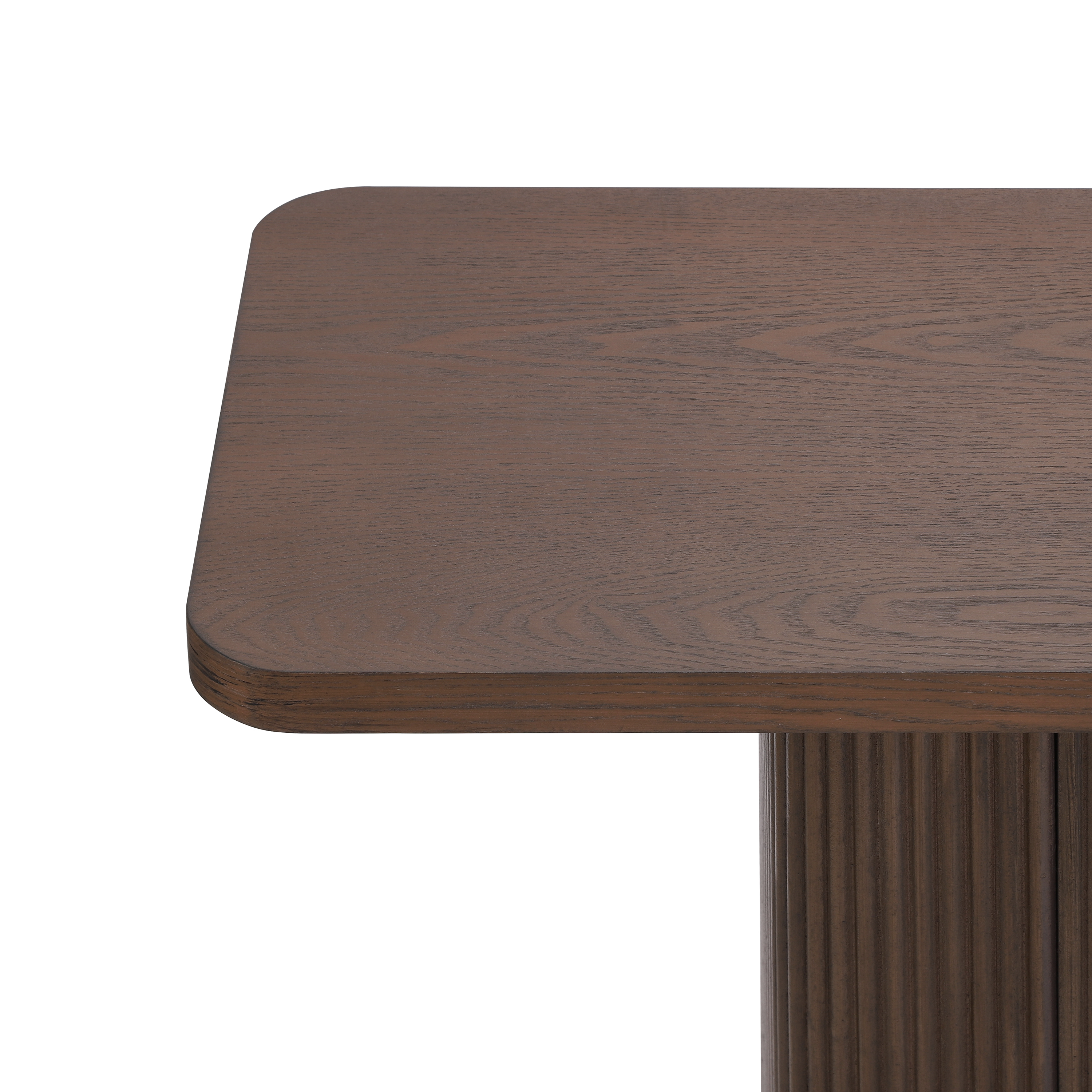 Console Table for Entryway, Ash Veneer Top, Fluted Base with Metal Accent, Modern Hallway Table