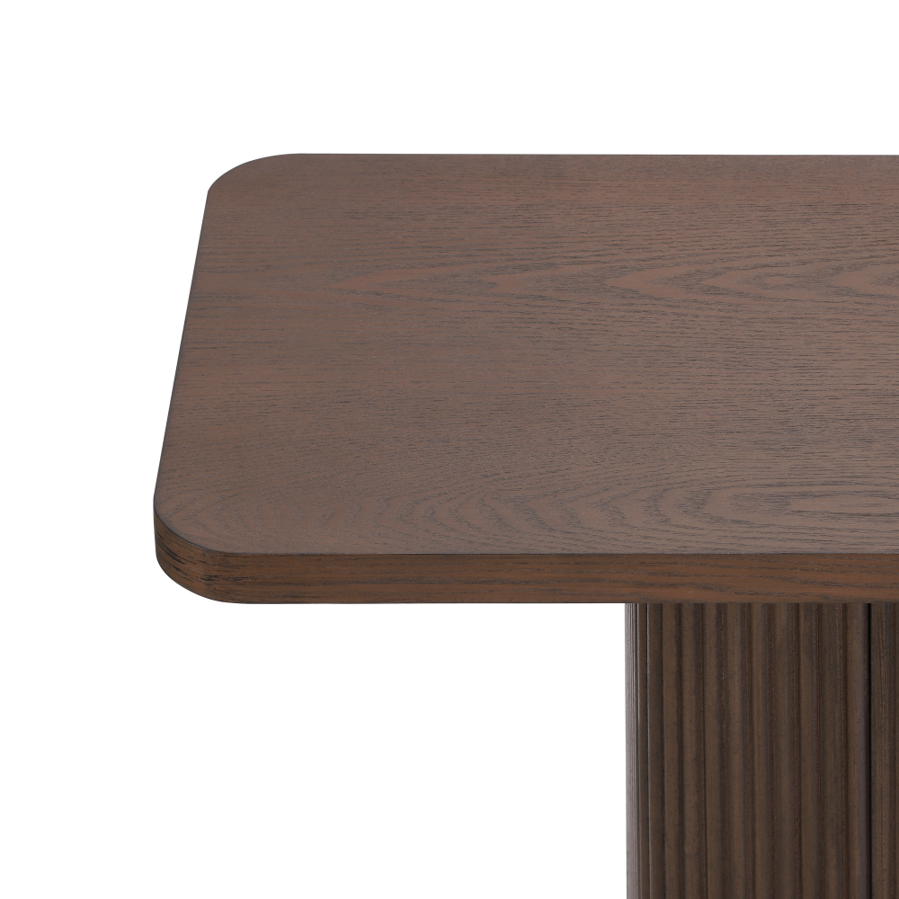 Console Table for Entryway, Ash Veneer Top, Fluted Base with Metal Accent, Modern Hallway Table