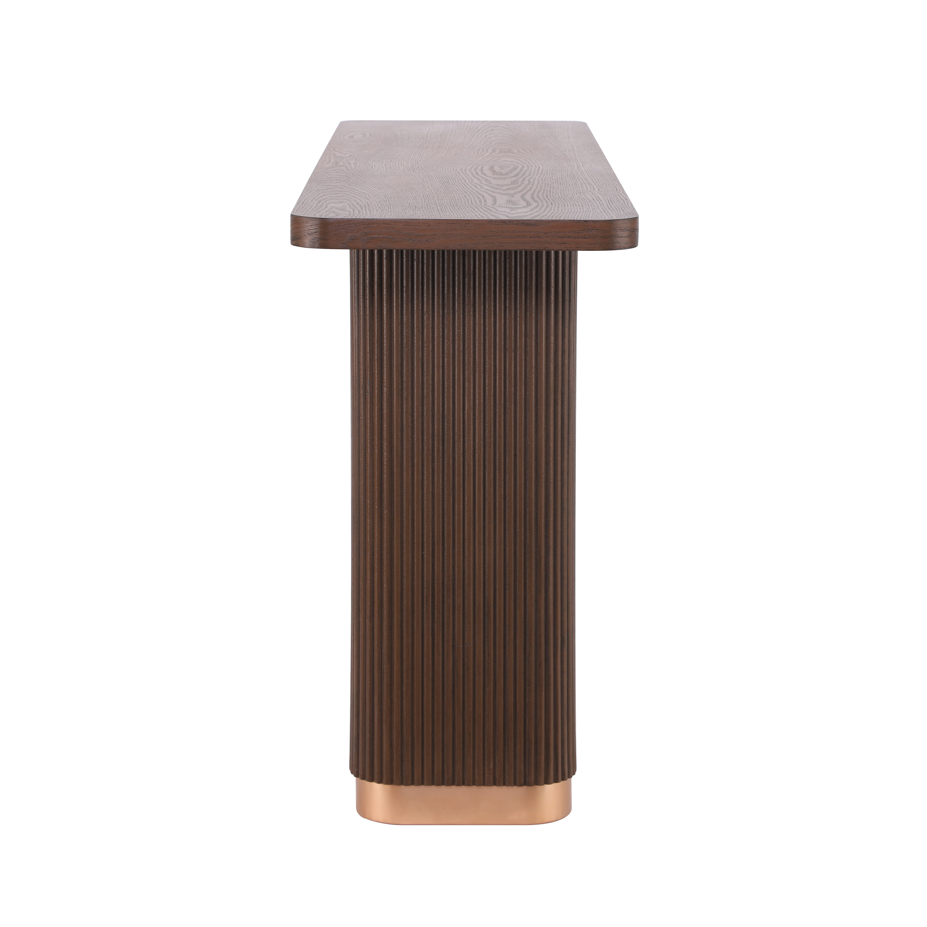 Console Table for Entryway, Ash Veneer Top, Fluted Base with Metal Accent, Modern Hallway Table