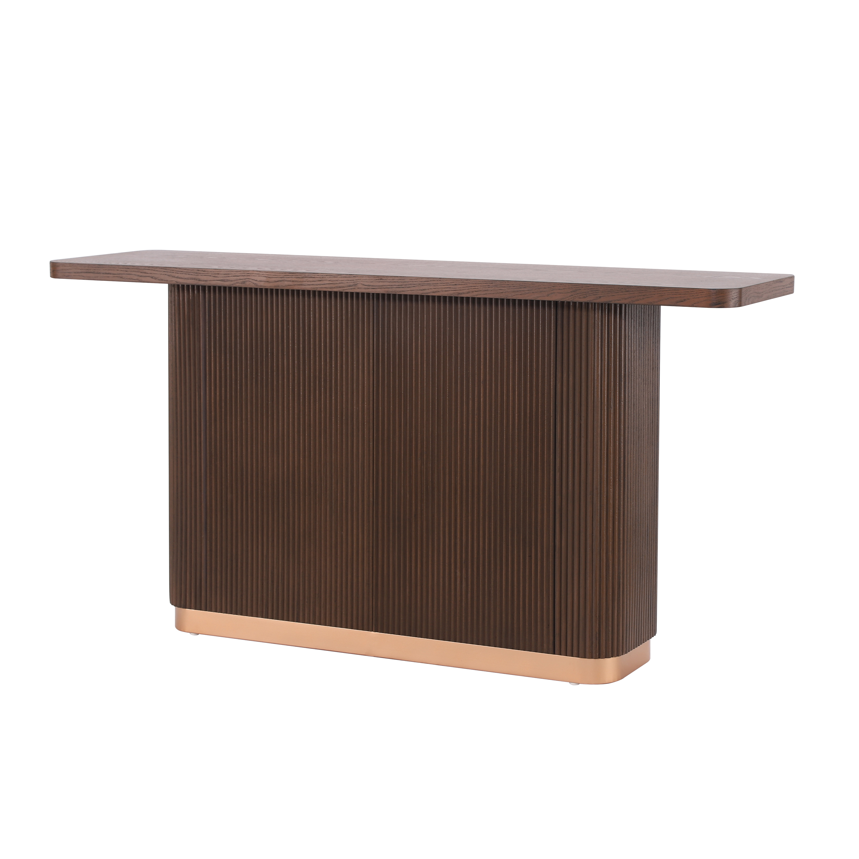 Console Table for Entryway, Ash Veneer Top, Fluted Base with Metal Accent, Modern Hallway Table