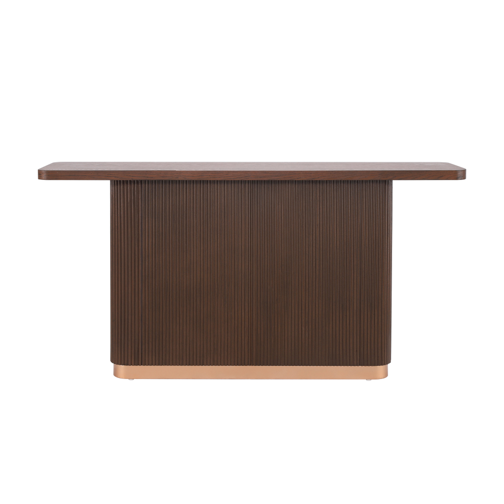Console Table for Entryway, Ash Veneer Top, Fluted Base with Metal Accent, Modern Hallway Table
