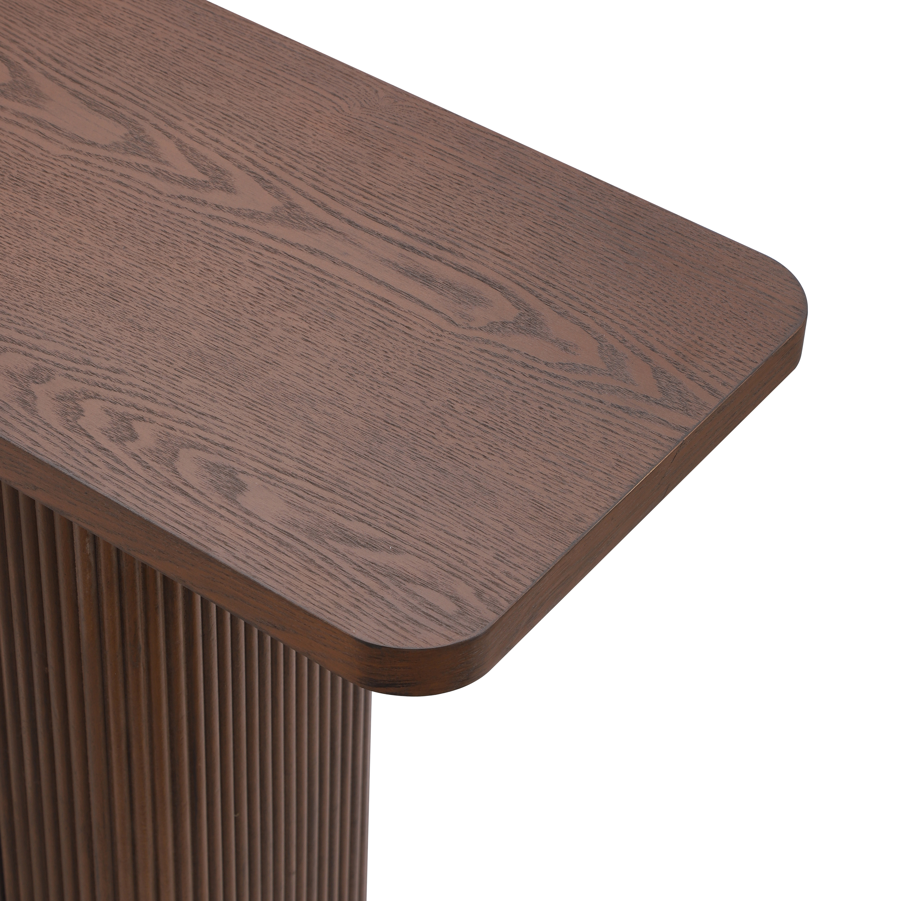 Console Table for Entryway, Ash Veneer Top, Fluted Base with Metal Accent, Modern Hallway Table
