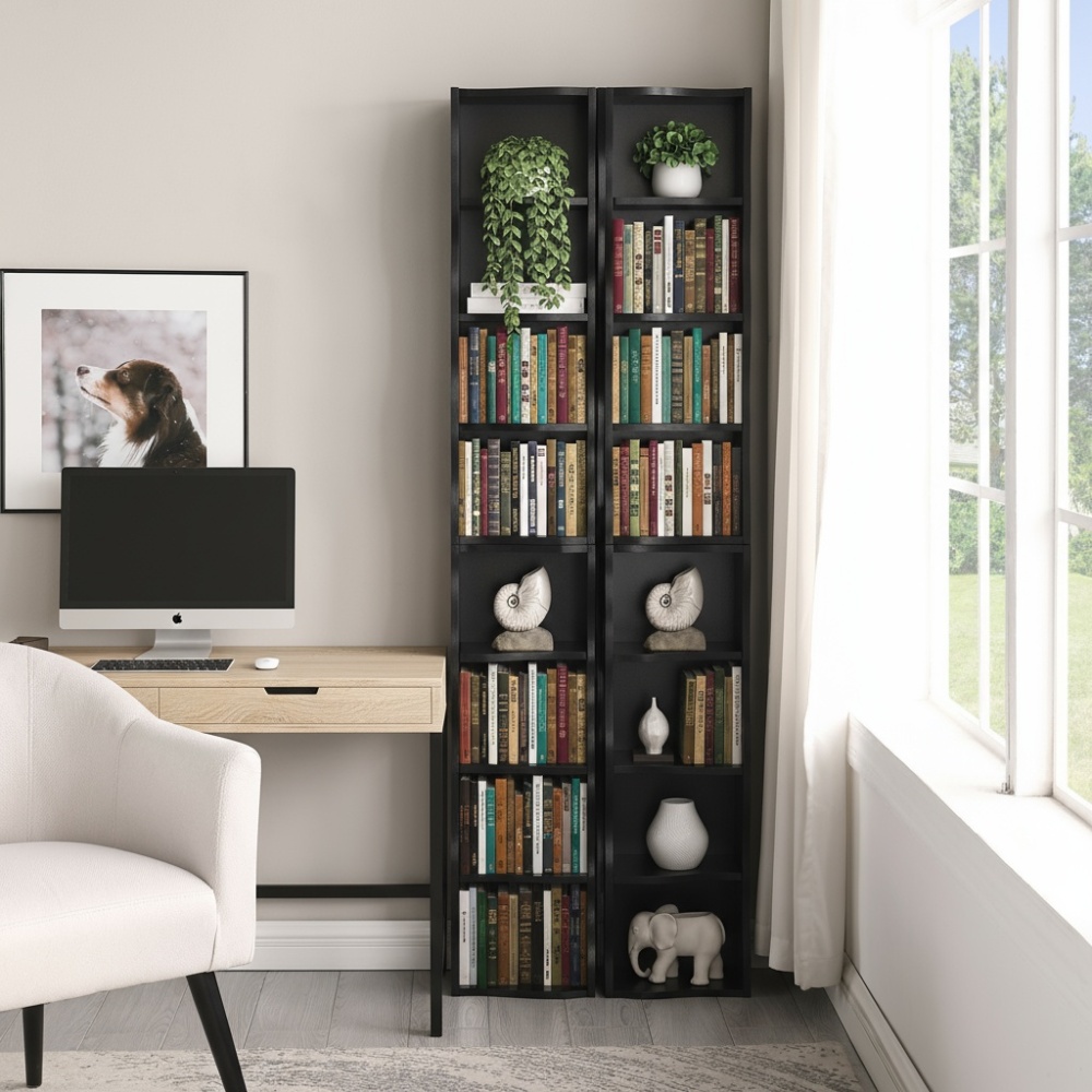 8-layer adjustable shelf ultra-thin bookshelf with a wavy border design, which is more aesthetically pleasing, is suitable for high and narrow, display and multi-functional bookshelves in home offices