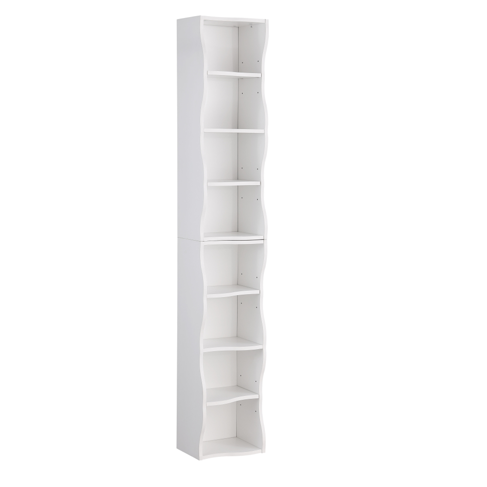 8-layer adjustable shelf ultra-thin bookshelf with a wavy border design, which is more aesthetically pleasing, is suitable for high and narrow, display and multi-functional bookshelves in home offices