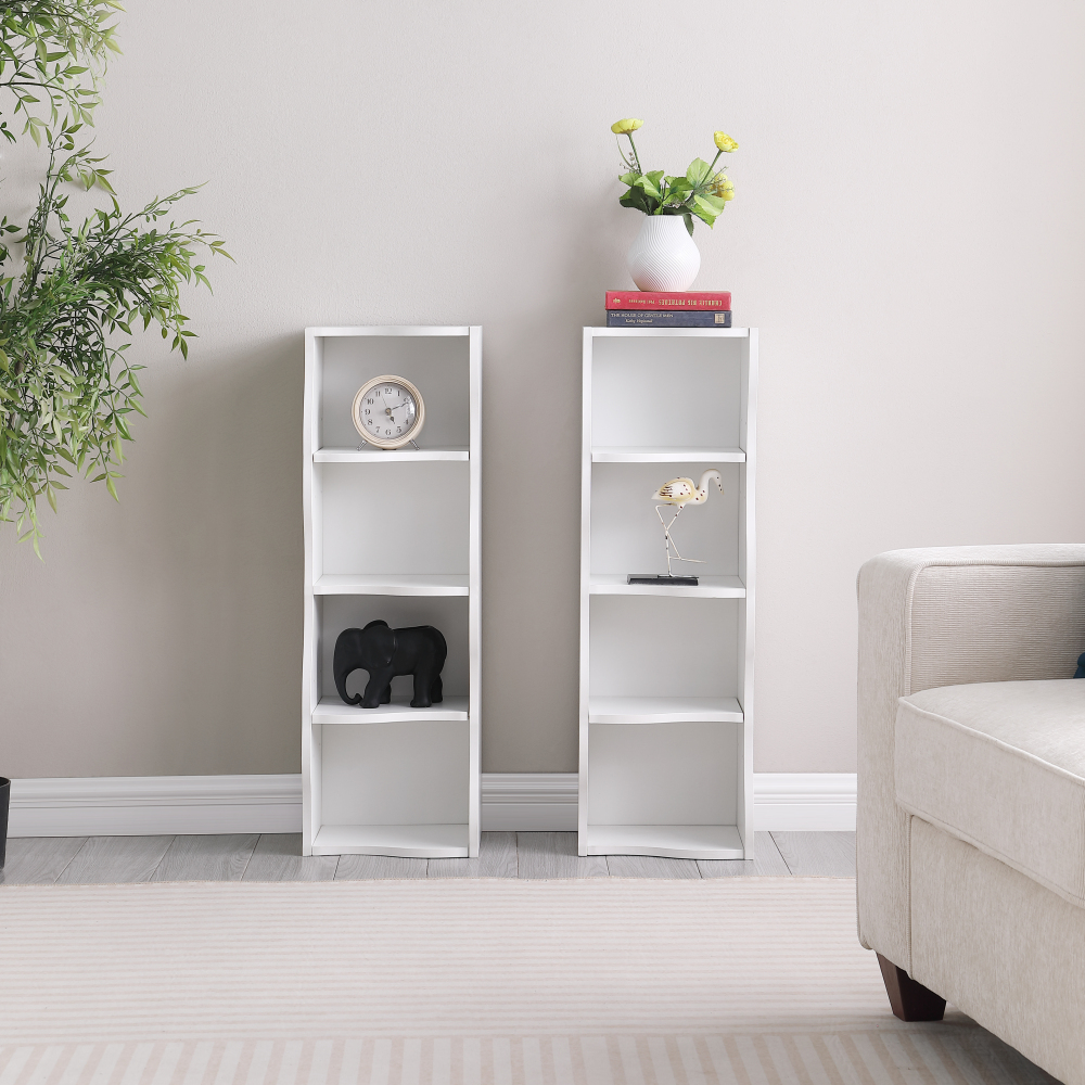 8-layer adjustable shelf ultra-thin bookshelf with a wavy border design, which is more aesthetically pleasing, is suitable for high and narrow, display and multi-functional bookshelves in home offices