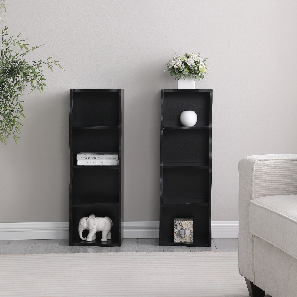 8-layer adjustable shelf ultra-thin bookshelf with a wavy border design, which is more aesthetically pleasing, is suitable for high and narrow, display and multi-functional bookshelves in home offices