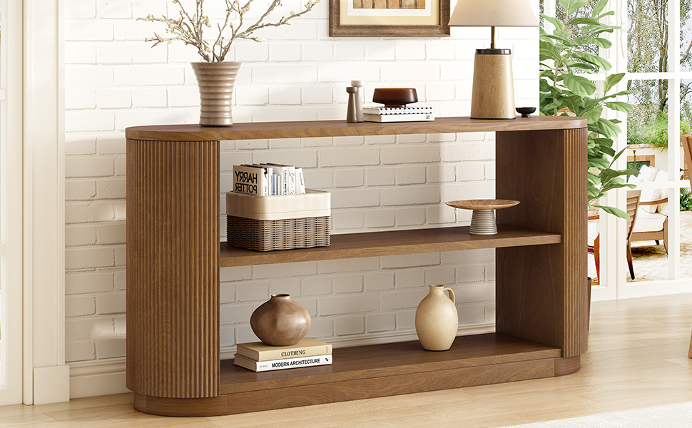 Mirod Modern Entryway Console Table - Slim Sofa Table with Open Shelf & Elegant Wood Grain, Multi-Functional Hallway Table for Living Room