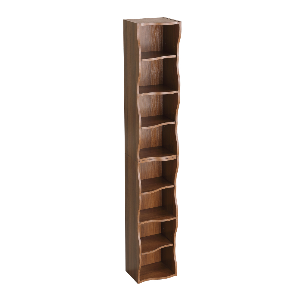 8-layer adjustable shelf ultra-thin bookshelf with a wavy border design, which is more aesthetically pleasing, is suitable for high and narrow, display and multi-functional bookshelves in home offices