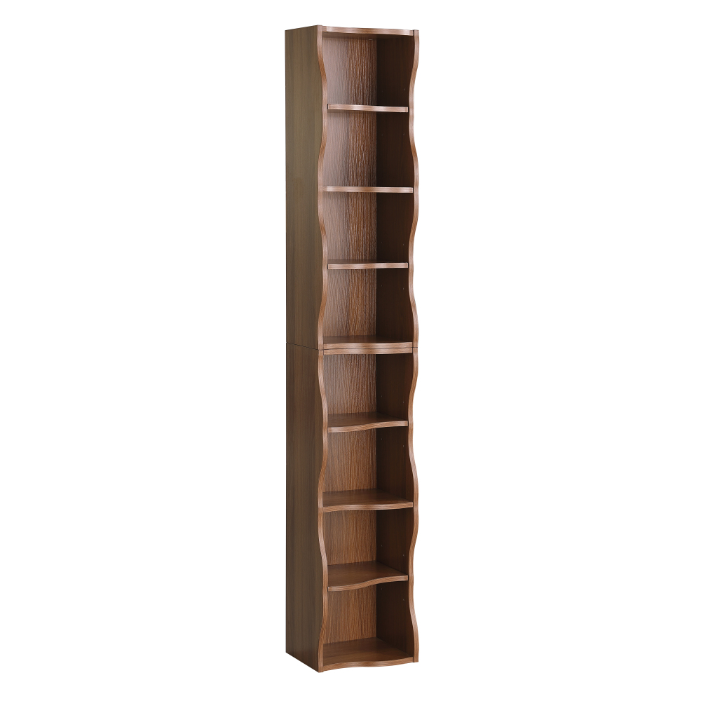 8-layer adjustable shelf ultra-thin bookshelf with a wavy border design, which is more aesthetically pleasing, is suitable for high and narrow, display and multi-functional bookshelves in home offices