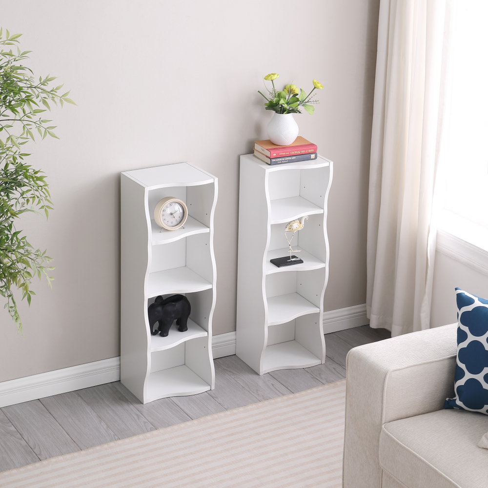 8-layer adjustable shelf ultra-thin bookshelf with a wavy border design, which is more aesthetically pleasing, is suitable for high and narrow, display and multi-functional bookshelves in home offices