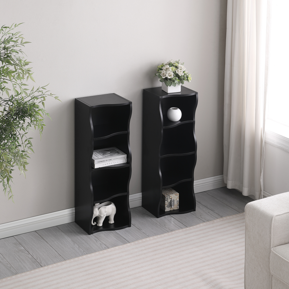 8-layer adjustable shelf ultra-thin bookshelf with a wavy border design, which is more aesthetically pleasing, is suitable for high and narrow, display and multi-functional bookshelves in home offices