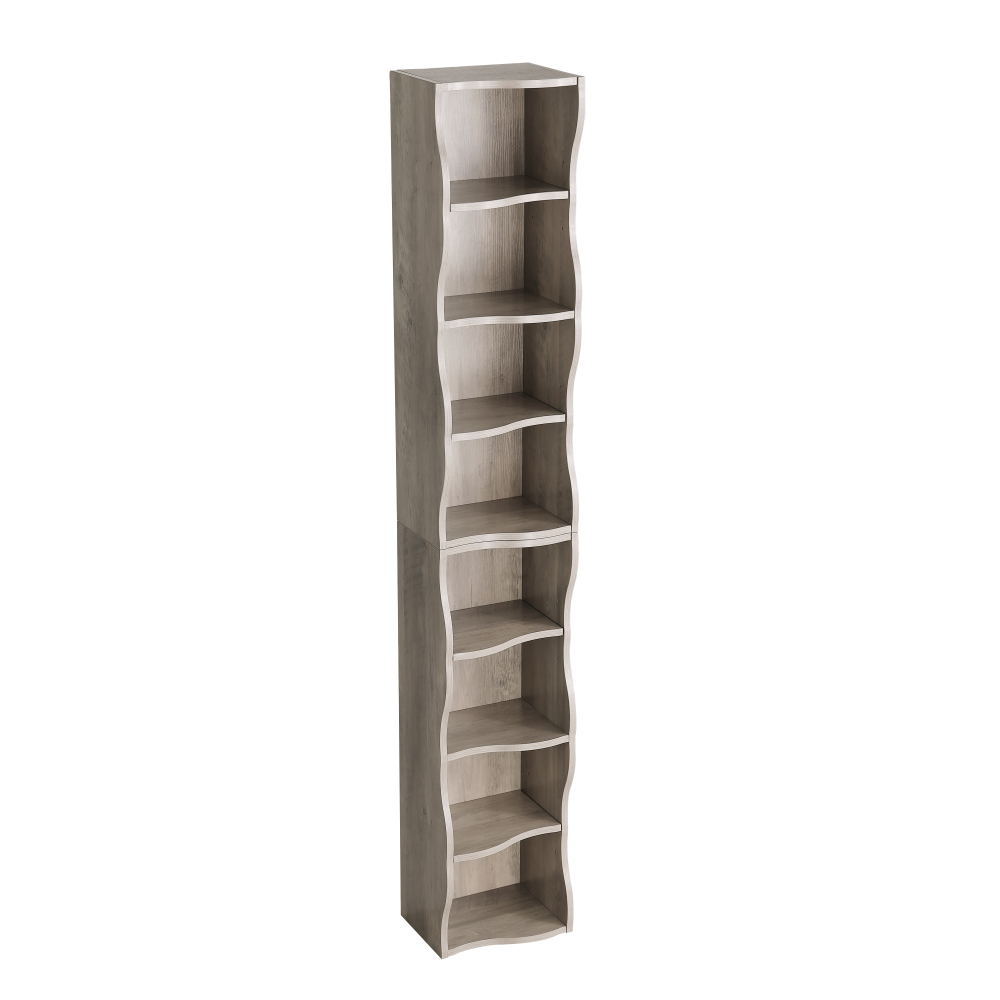 8-layer adjustable shelf ultra-thin bookshelf with a wavy border design, which is more aesthetically pleasing, is suitable for high and narrow, display and multi-functional bookshelves in home offices